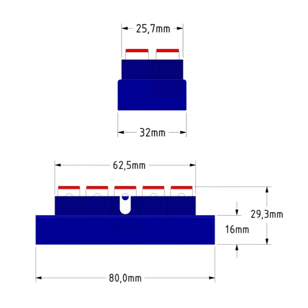 Stromverbinder Klemmleiste mit Schnelldruckklemmen, fünfpolig 1 - 1